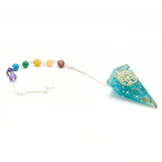 Polished Orgonite Power Chakra Pendulum - Tree of Life featuring natural patterning and unique variations - Luna Panther