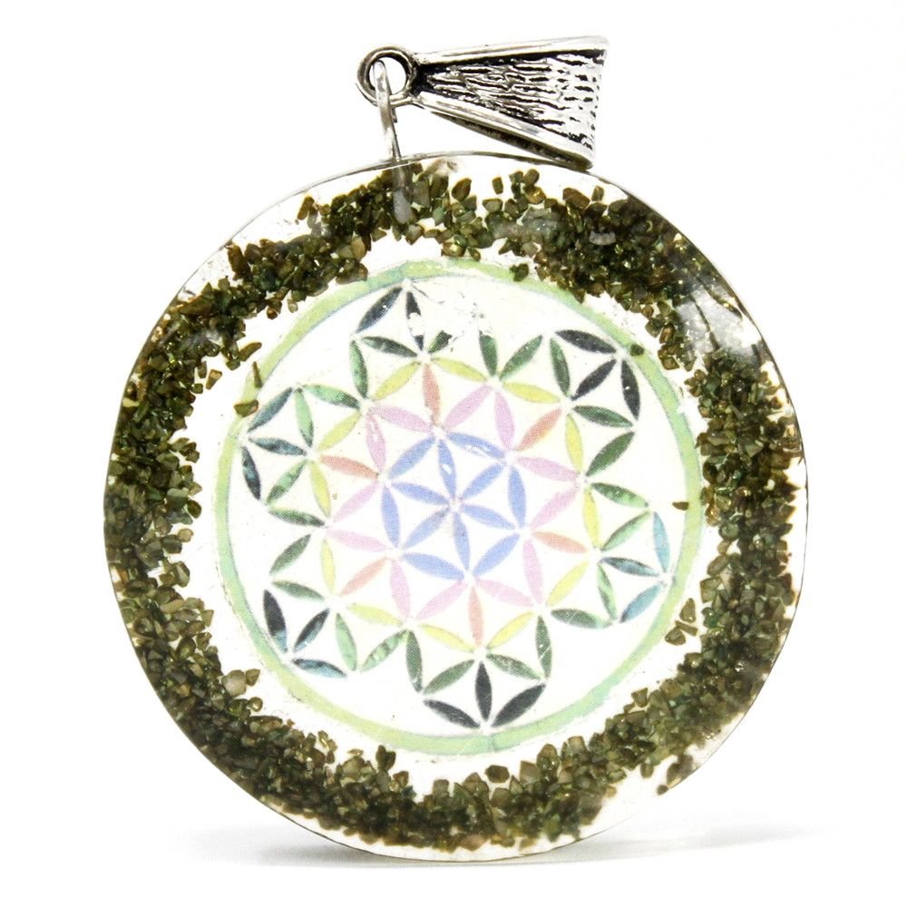 Polished Orgonite Power Pendant - Greenstone Mandala featuring natural patterning and unique variations - Luna Panther