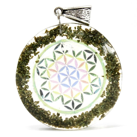 Polished Orgonite Power Pendant - Greenstone Mandala featuring natural patterning and unique variations - Luna Panther