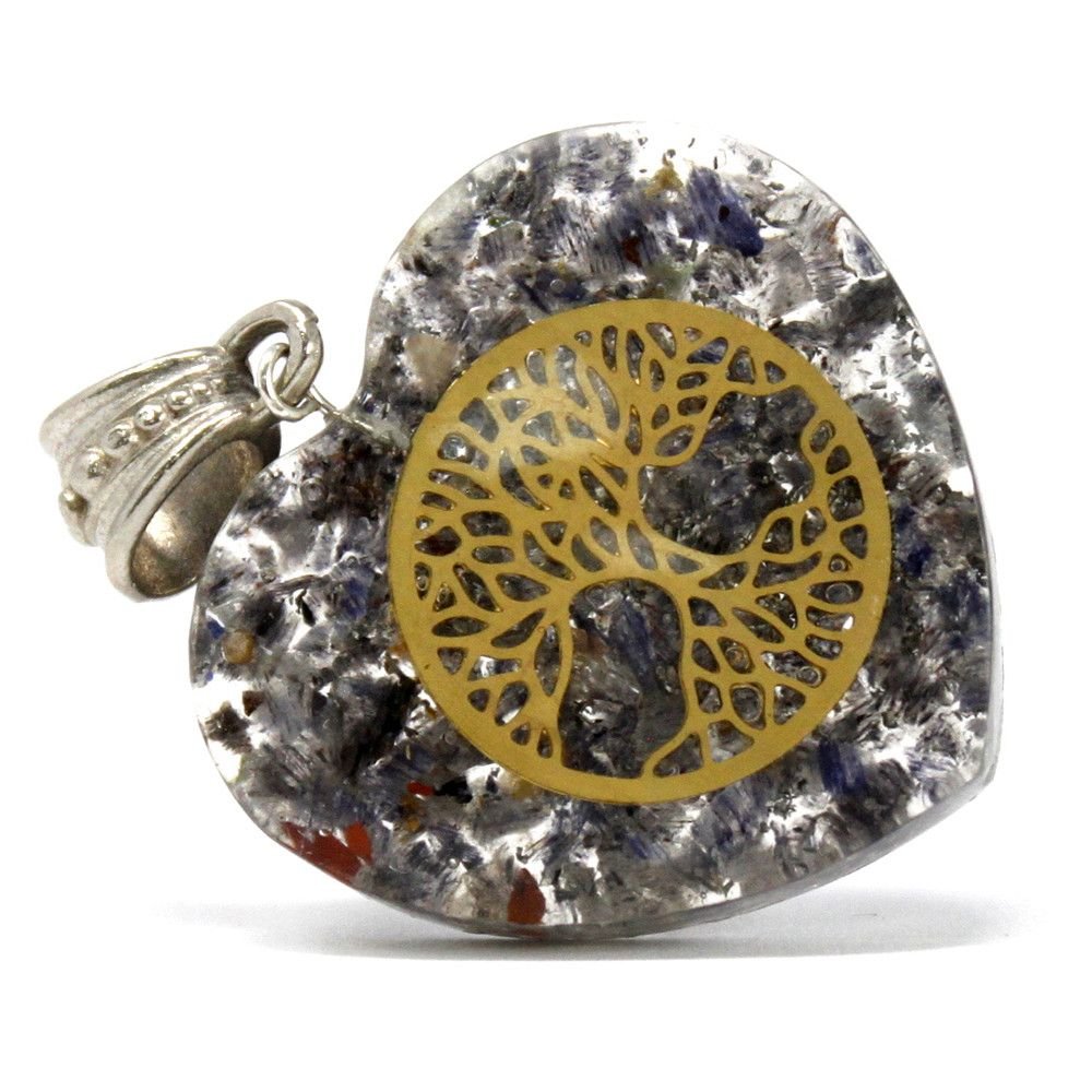 Polished Orgonite Power Pendant - Heart Tree of Life featuring natural patterning and unique variations - Luna Panther