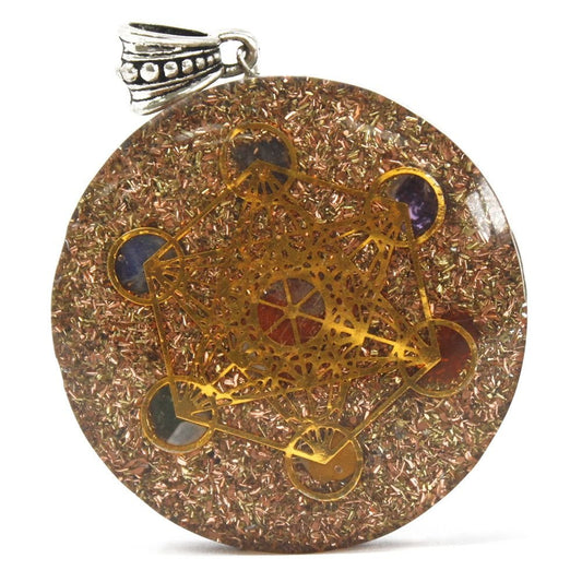 Polished Orgonite Power Pendant - Multi Power Chakra - Lrg featuring natural patterning and unique variations - Luna Panther
