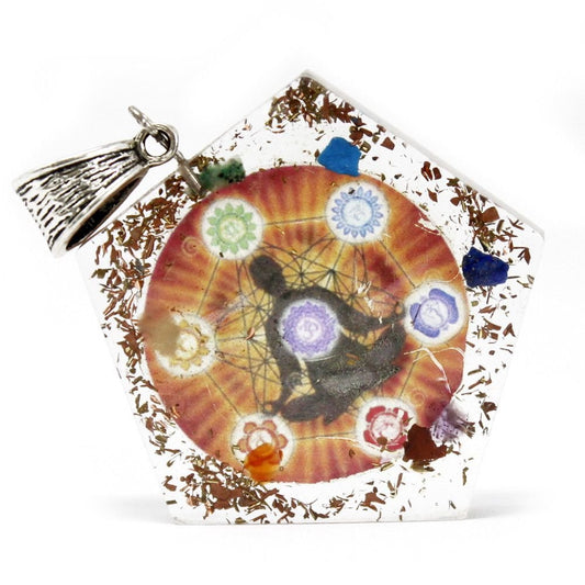 Polished Orgonite Power Pendant - Pentagon Chakra featuring natural patterning and unique variations - Luna Panther