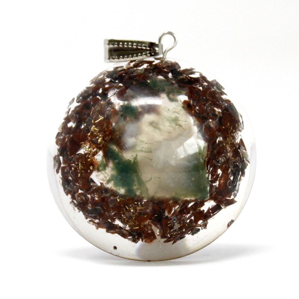 Polished Orgonite Power Pendant - Power Block in Dome featuring natural patterning and unique variations - Luna Panther