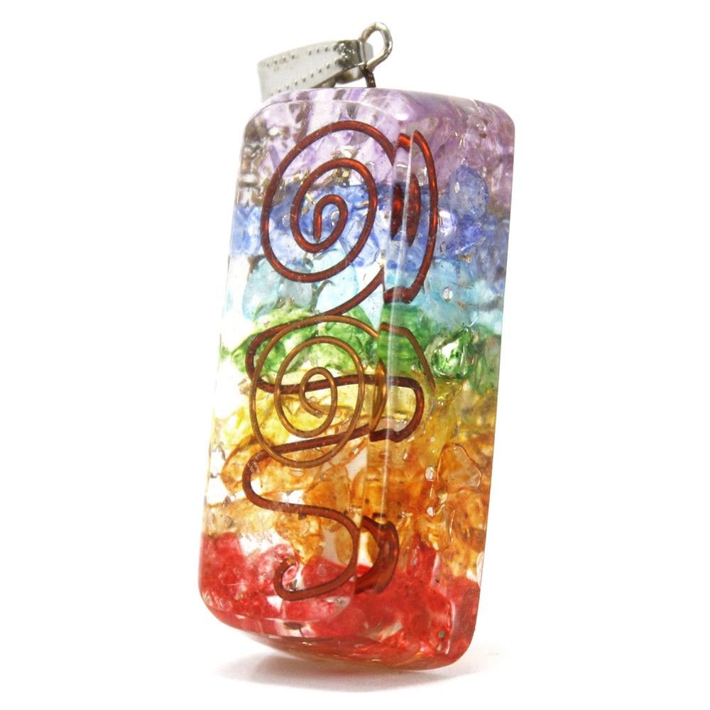Polished Orgonite Power Pendant Rainbow Copper Attractor featuring natural patterning and unique variations - Luna Panther