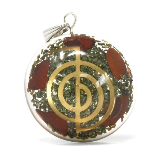 Polished Orgonite Power Pendant - Symbolic Power Dome featuring natural patterning and unique variations - Luna Panther