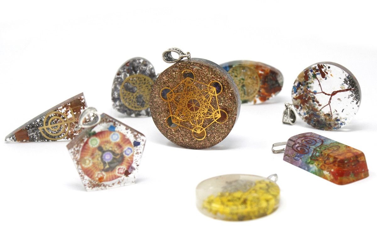 Polished Orgonite Power Pendant Symbolic Power Dome featuring natural patterning and unique variations - Luna Panther