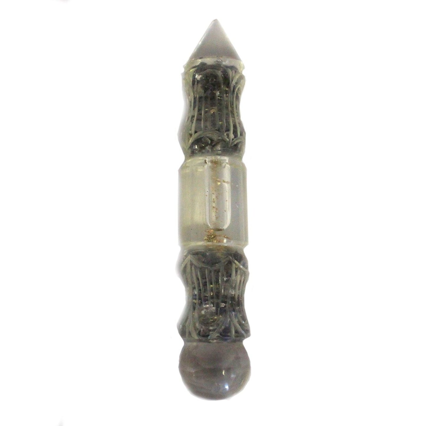Polished Orgonite Water Wand Carved with Copper & Gemchips featuring natural patterning and unique variations - Luna Panther