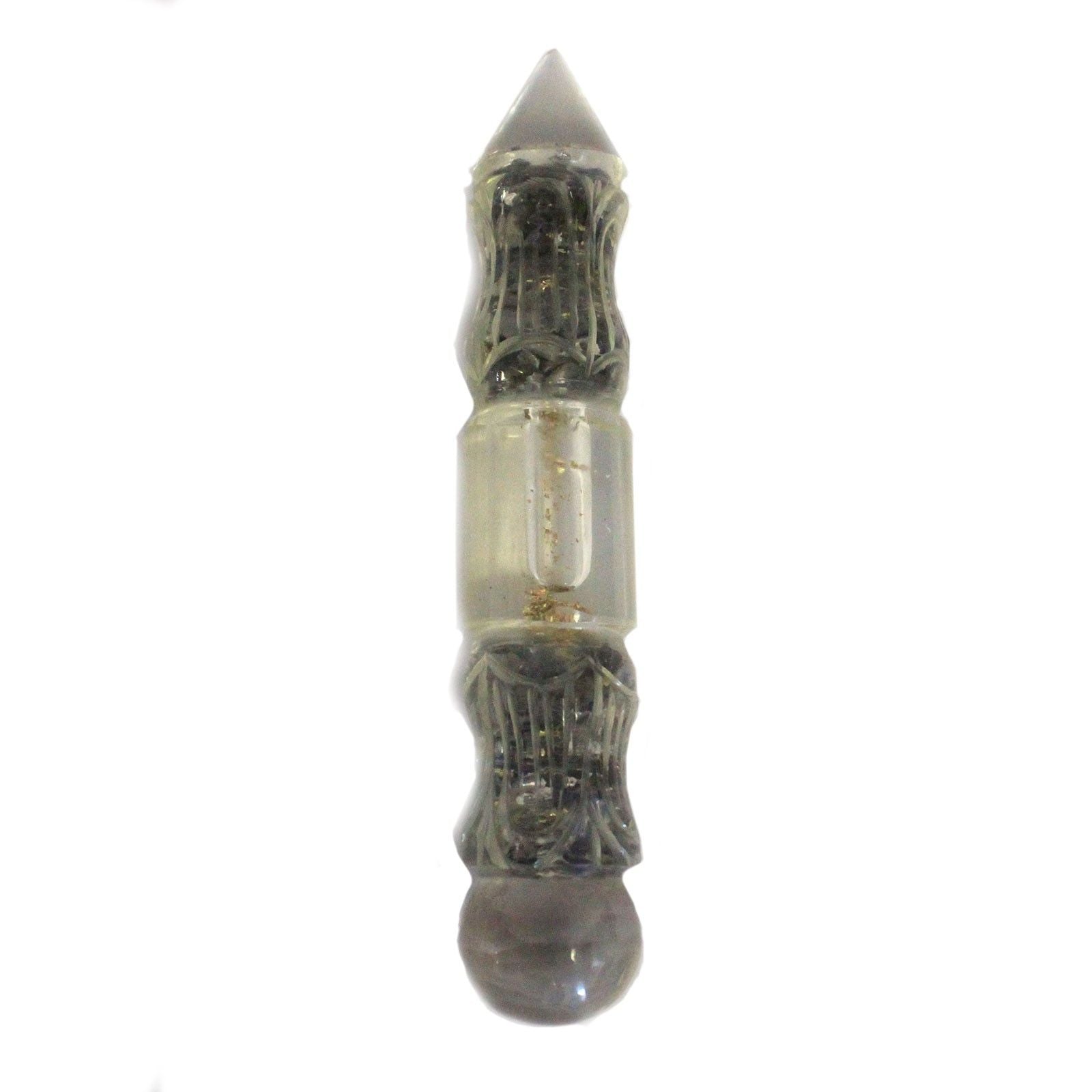 Polished Orgonite Water Wand Carved with Copper & Gemchips featuring natural patterning and unique variations - Luna Panther