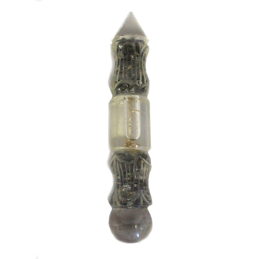 Polished Orgonite Water Wand Carved with Copper & Gemchips featuring natural patterning and unique variations - Luna Panther