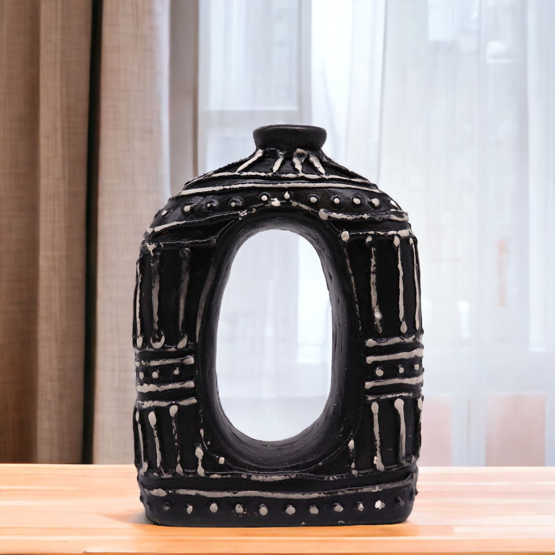 Oval Donut Shaped Vase - Chocolate 23cm - Luna Panther