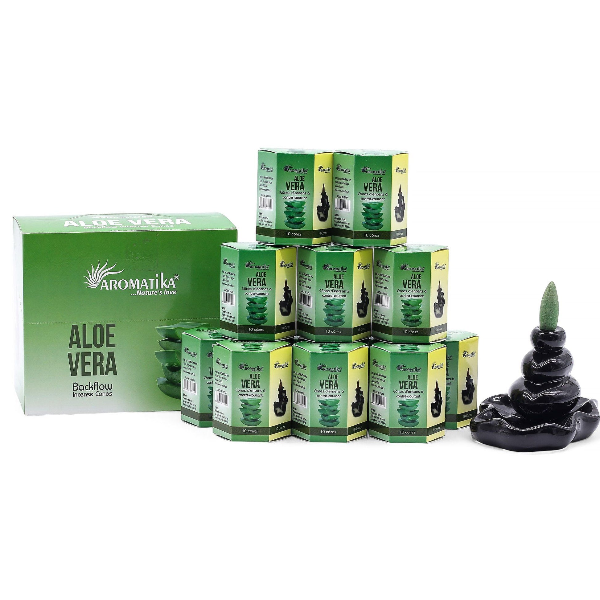 Pack of 10 Masala Backflow Incense - Aloe Vera - Luna Panther