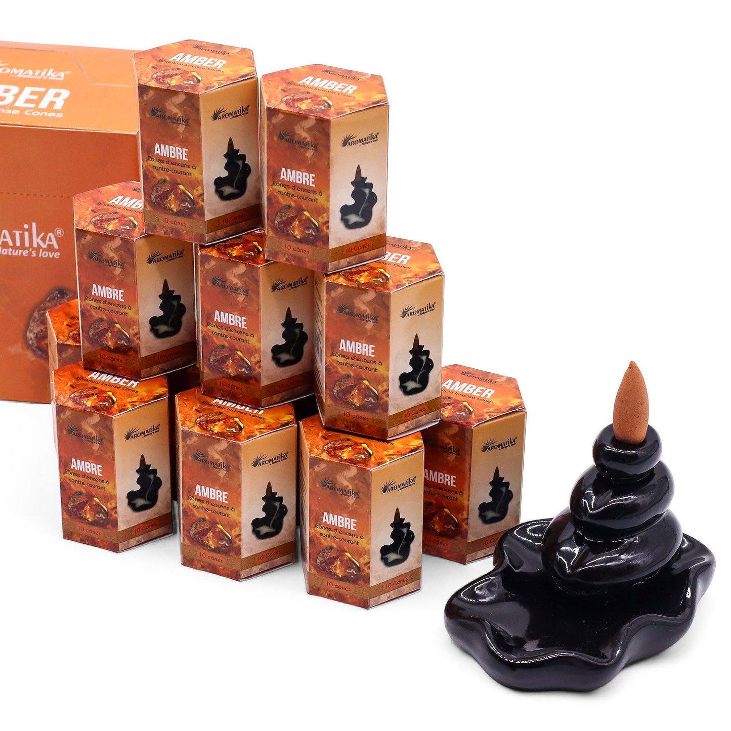 Pack of 10 Masala Backflow Incense - Amber - Luna Panther