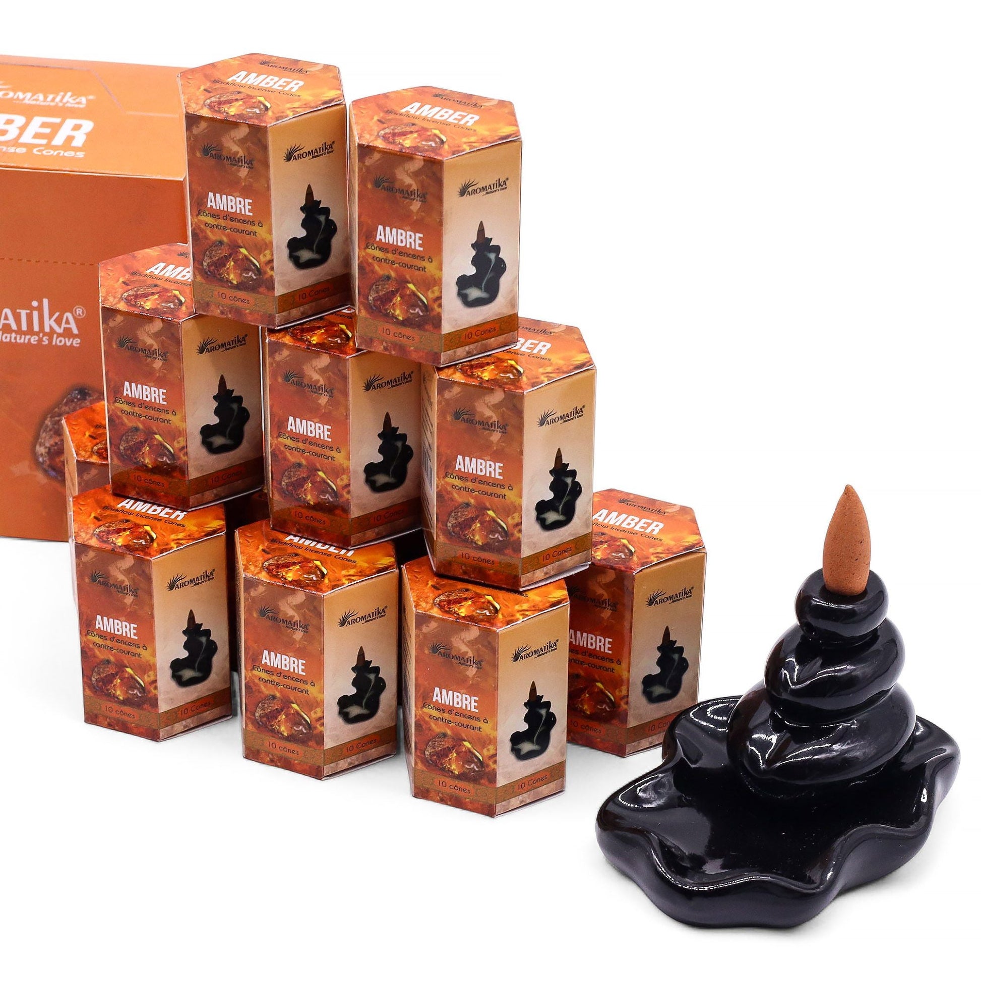 Pack of 10 Masala Backflow Incense - Amber - Luna Panther