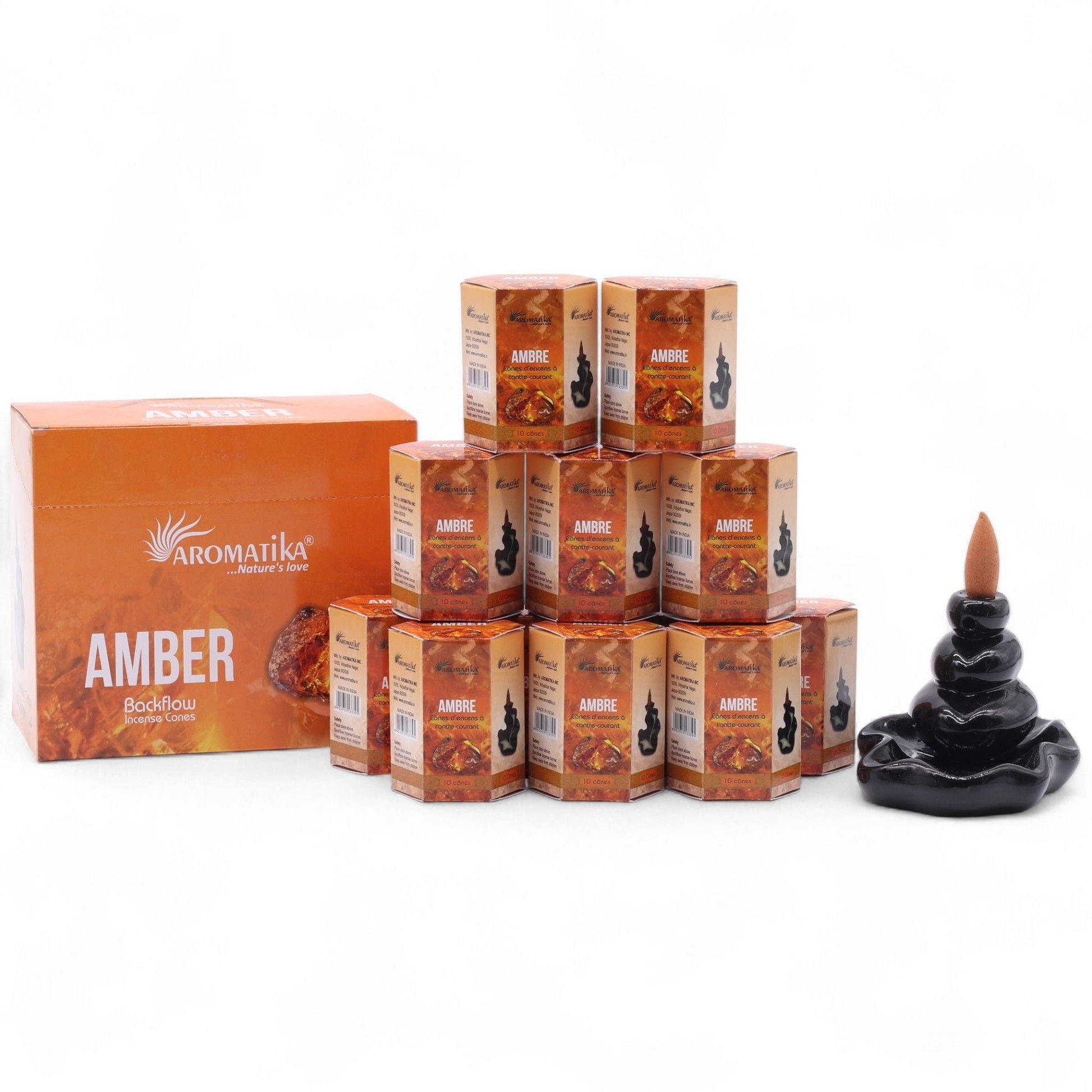 Pack of 10 Masala Backflow Incense - Amber - Luna Panther