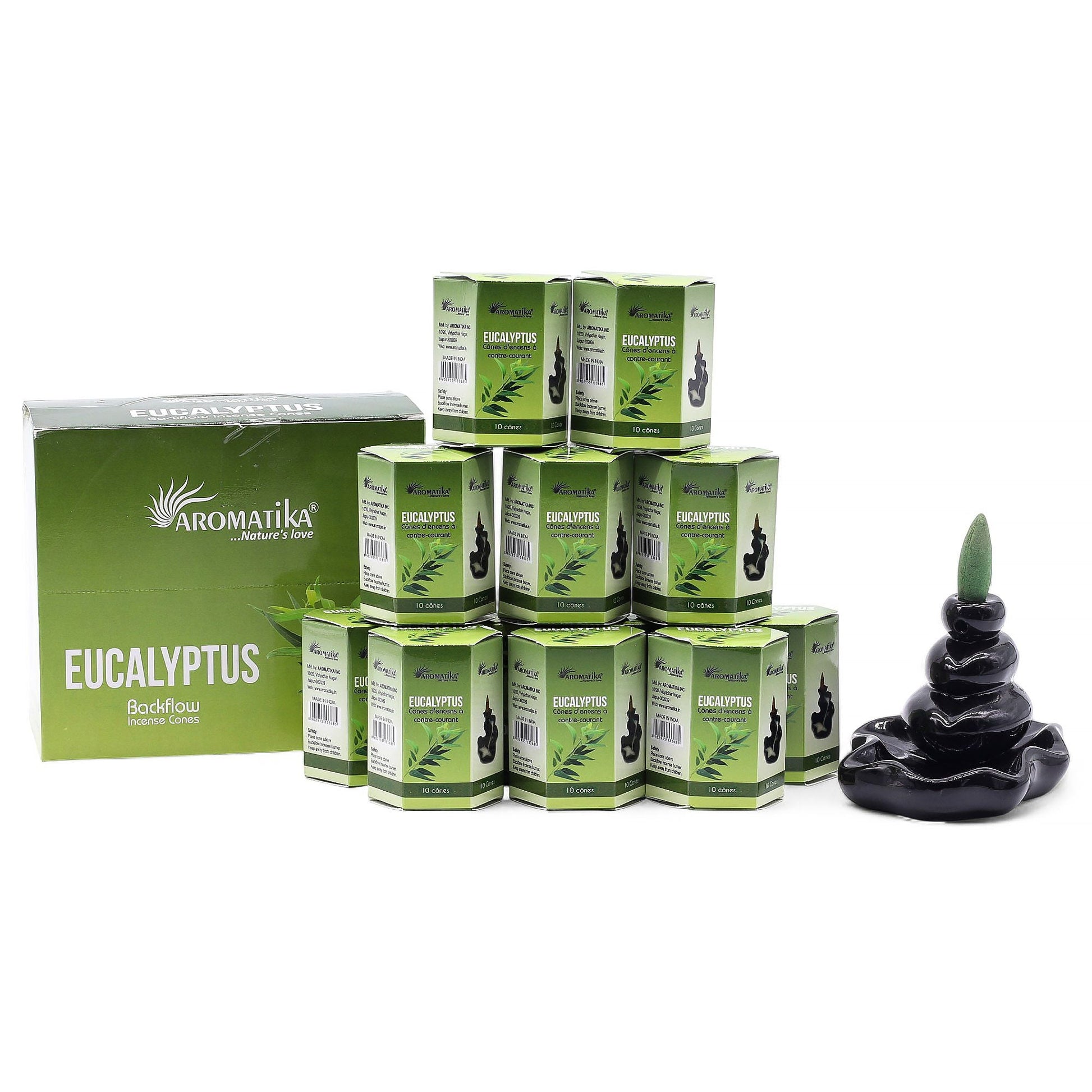 Pack of 10 Masala Backflow Incense - Eucalyptus - Luna Panther