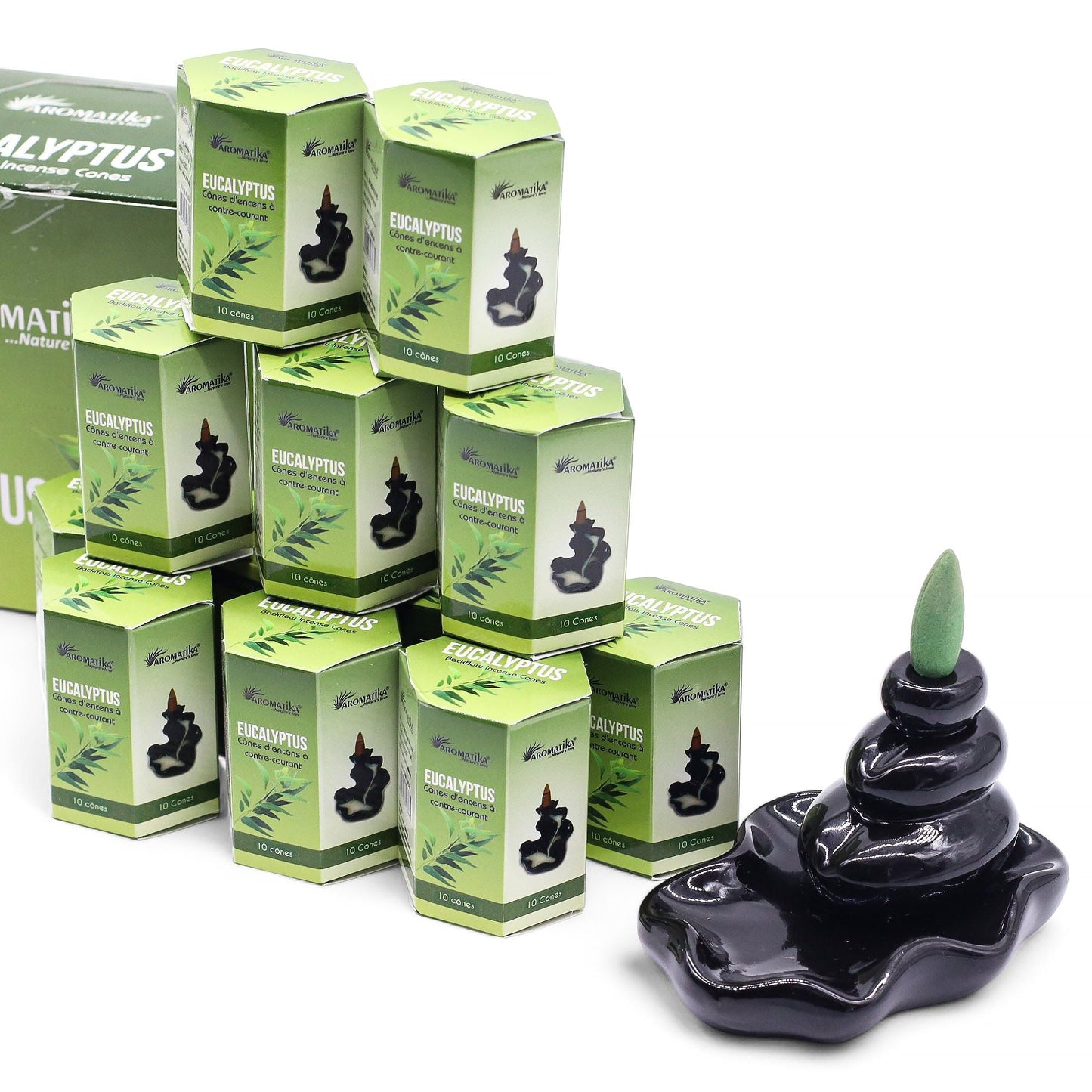 Pack of 10 Masala Backflow Incense - Eucalyptus - Luna Panther