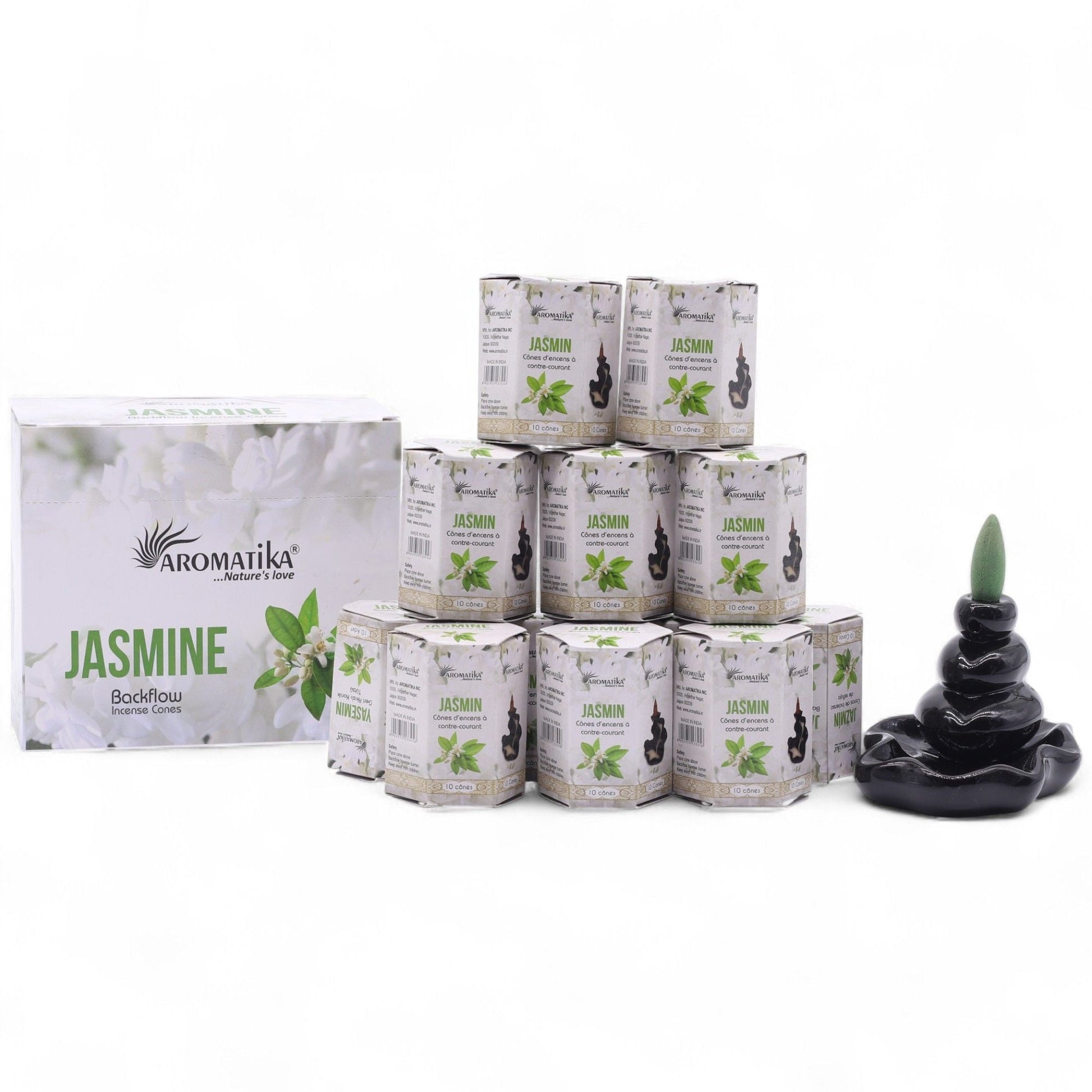 Pack of 10 Masala Backflow Incense - Jasmine - Luna Panther