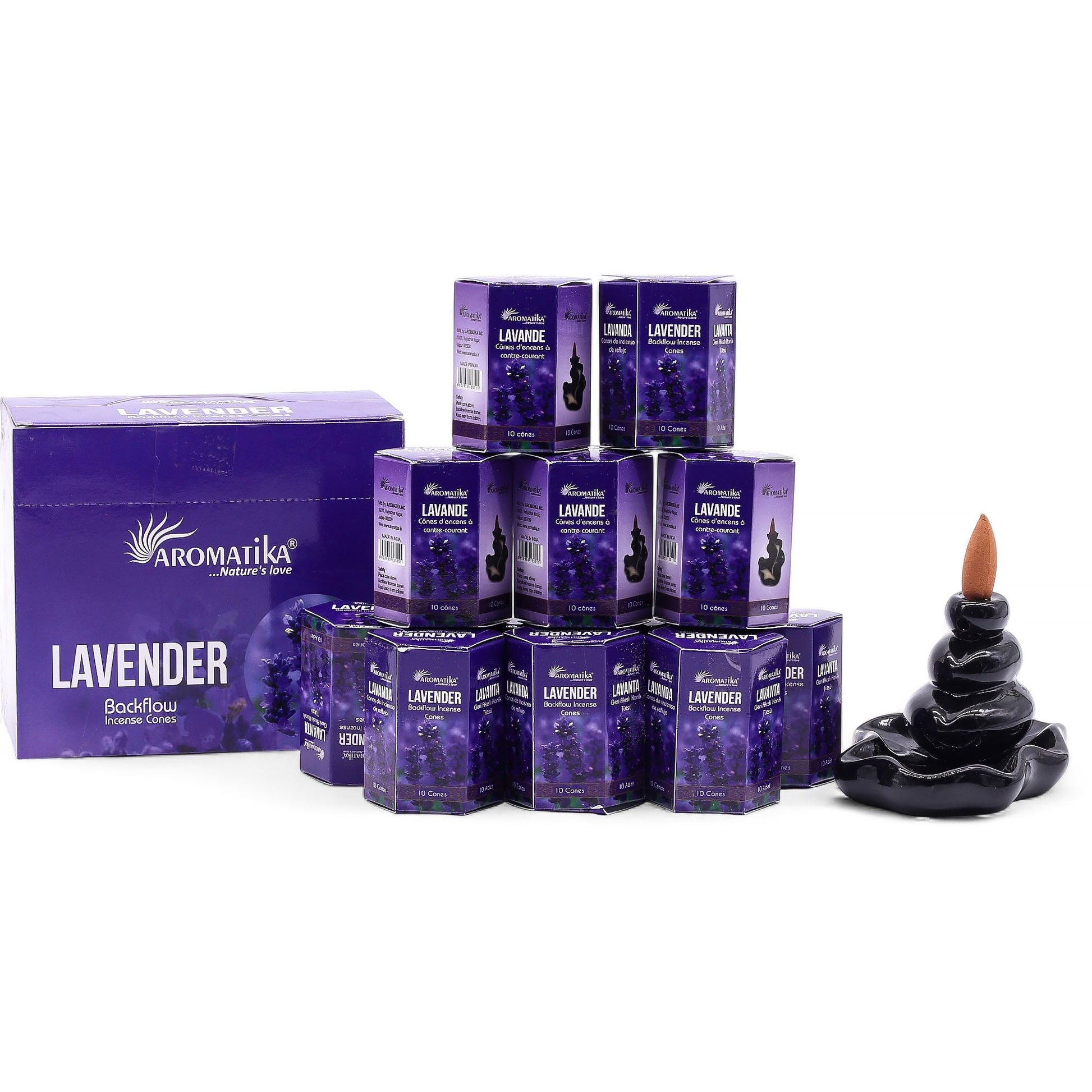 Pack of 10 Masala Backflow Incense - Lavender - Luna Panther