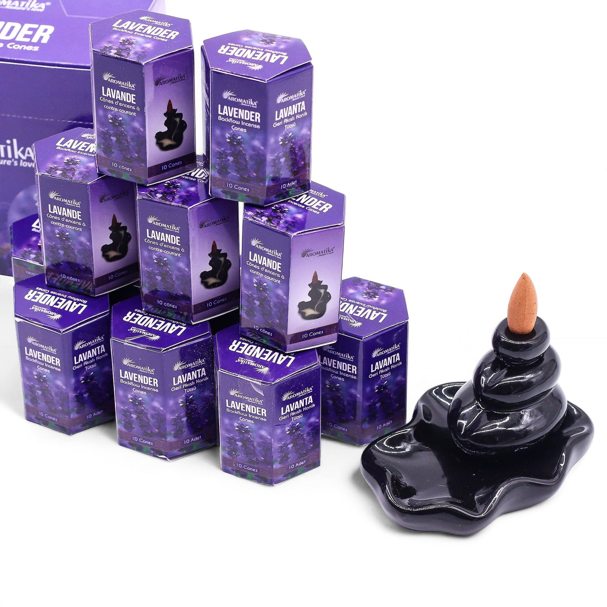 Pack of 10 Masala Backflow Incense - Lavender - Luna Panther