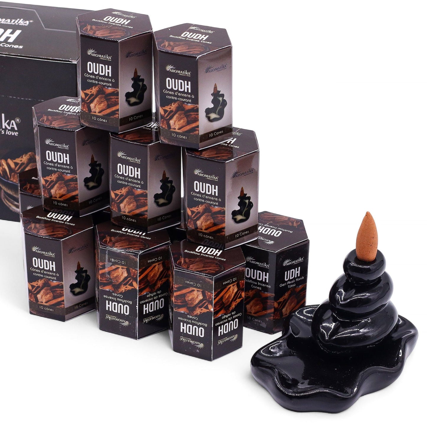 Pack of 10 Masala Backflow Incense - Oudh - Luna Panther