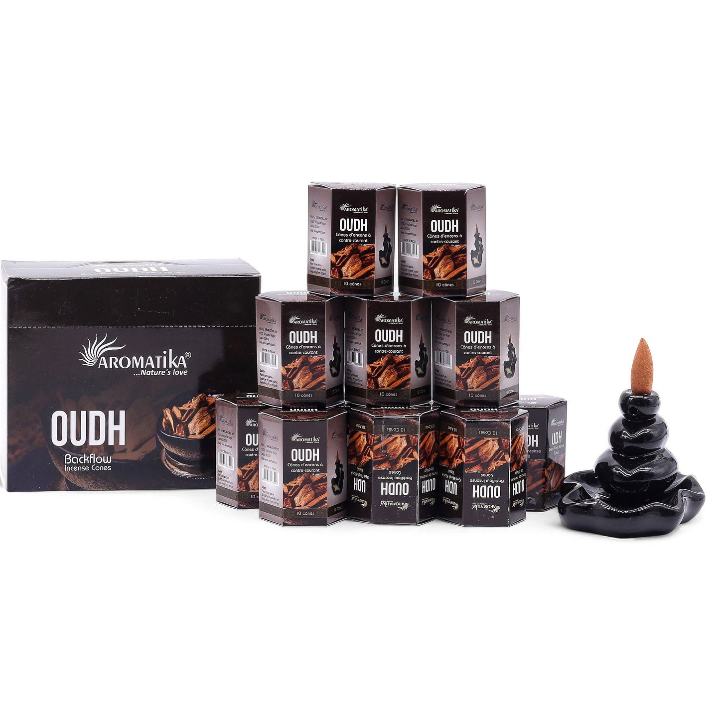 Pack of 10 Masala Backflow Incense - Oudh - Luna Panther