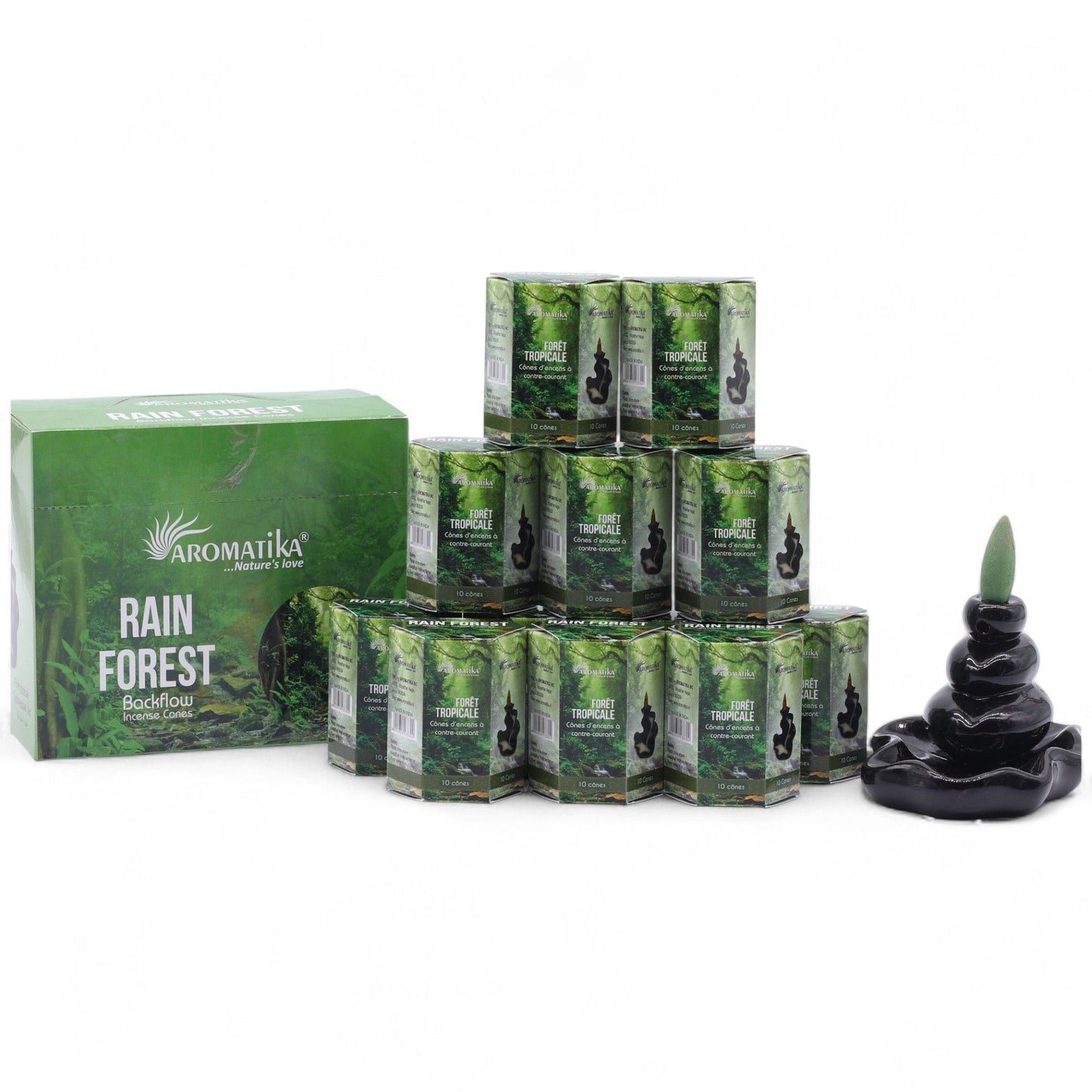 Pack of 10 Masala Backflow Incense - Rain Forest - Luna Panther