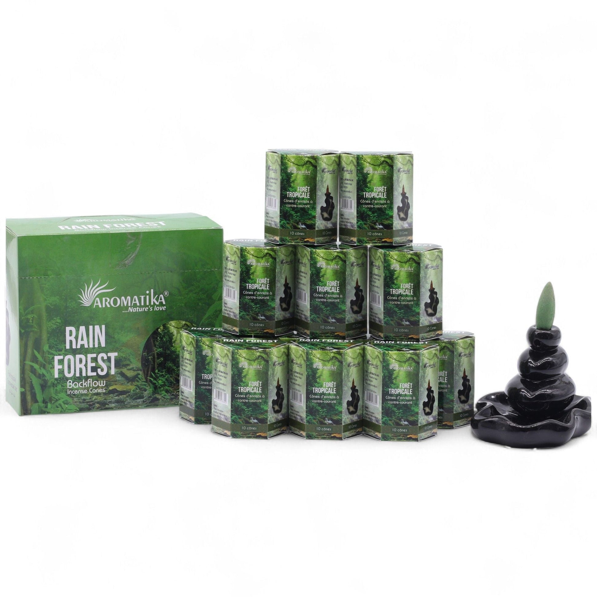 Pack of 10 Masala Backflow Incense - Rain Forest - Luna Panther