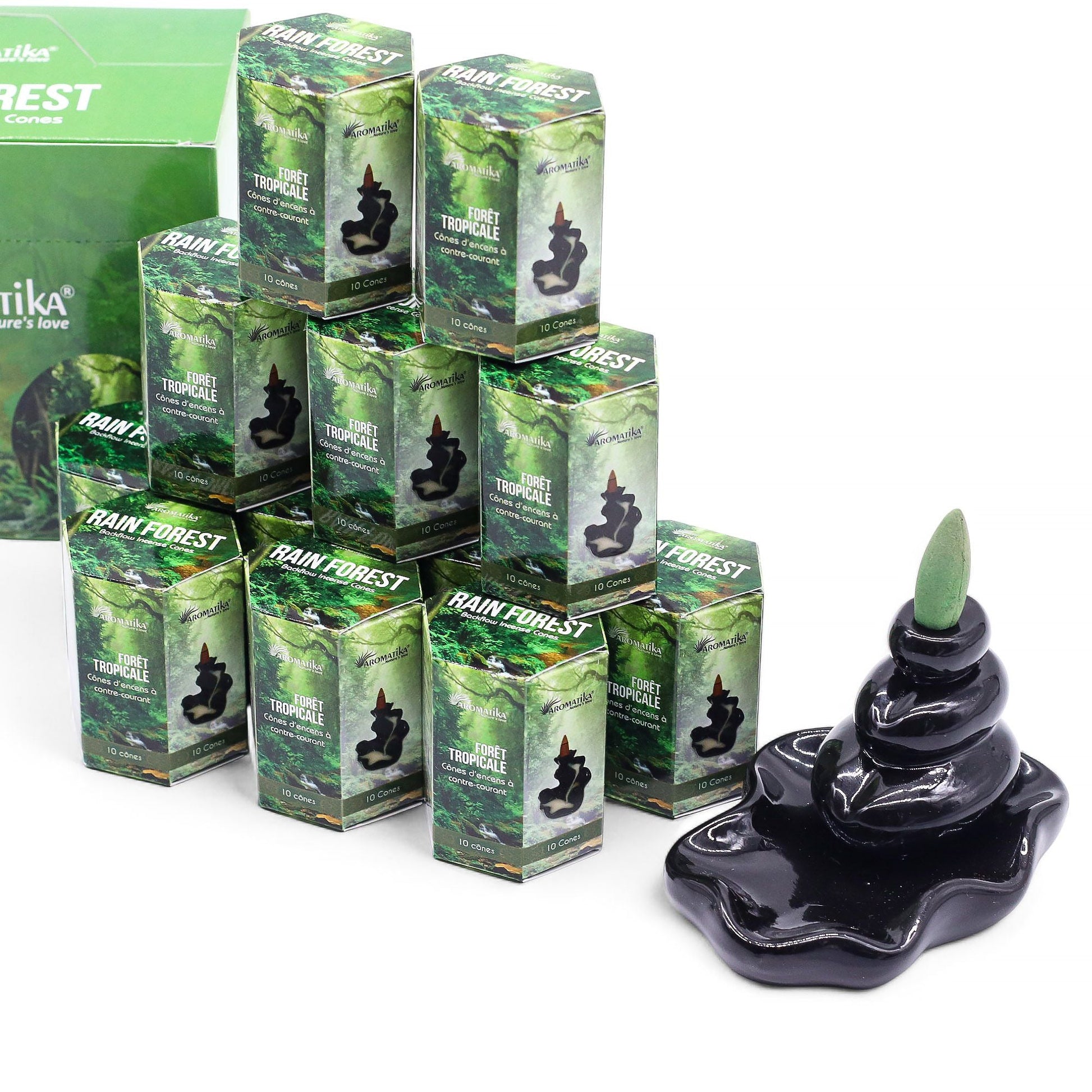 Pack of 10 Masala Backflow Incense - Rain Forest - Luna Panther