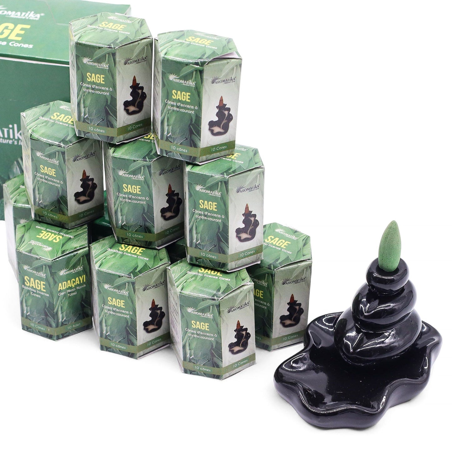 Pack of 10 Masala Backflow Incense - Sage - Luna Panther