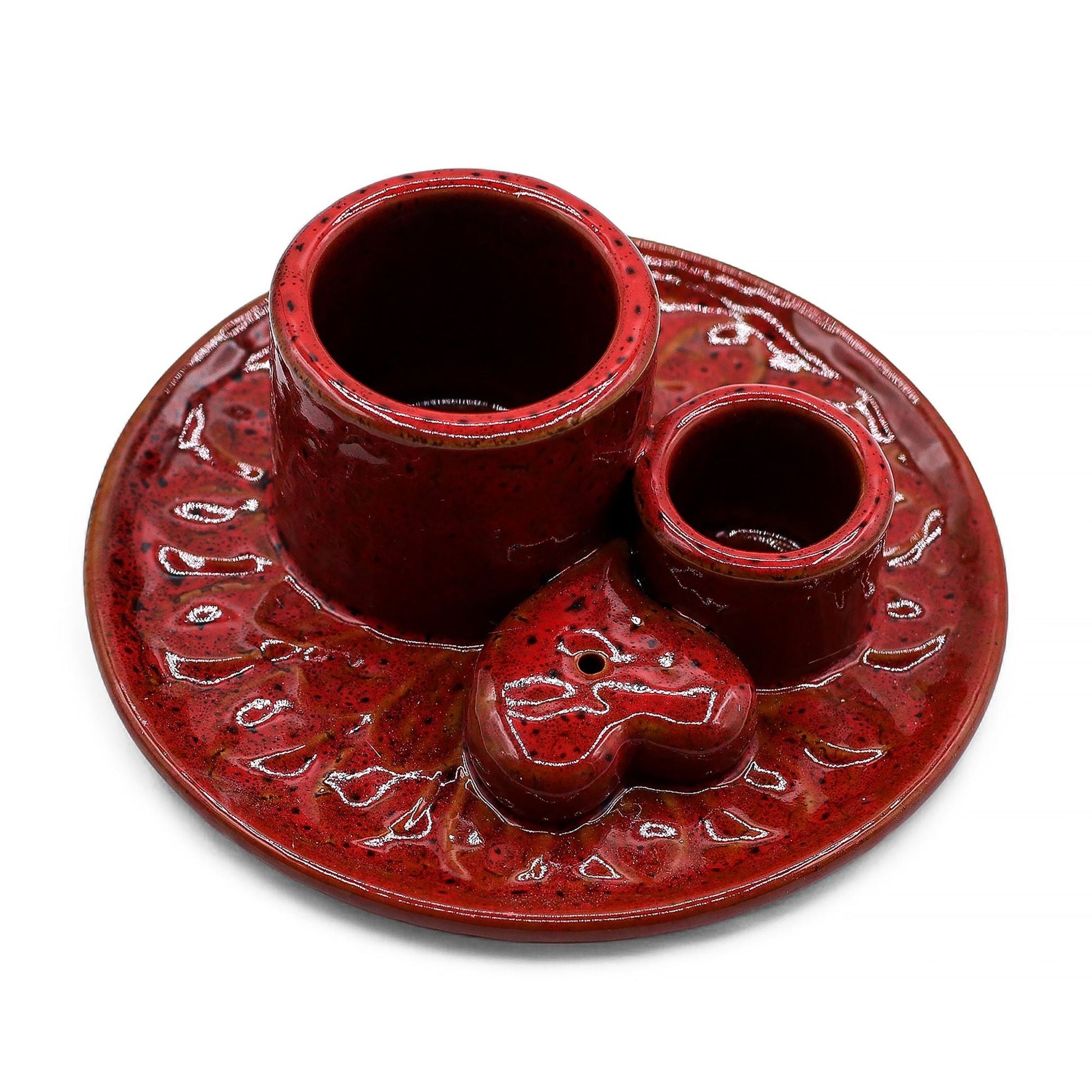 Palo Santo Stick & Smudge Holder - Mandala - Red with Heart Gloss - Luna Panther