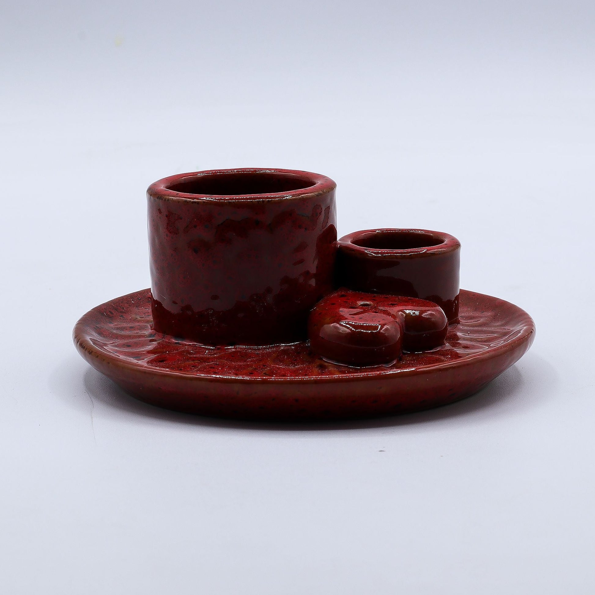 Palo Santo Stick & Smudge Holder - Mandala - Red with Heart Gloss - Luna Panther
