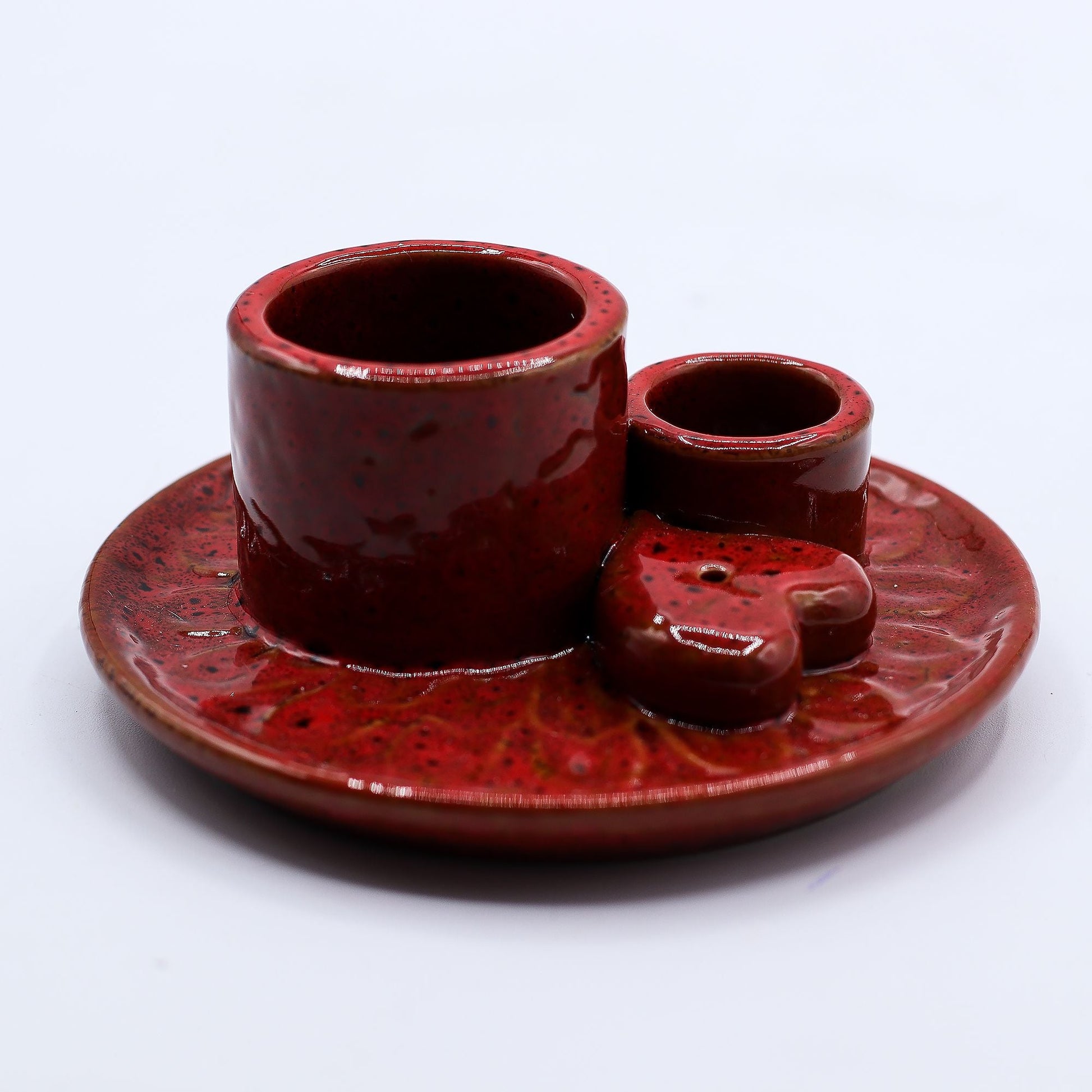 Palo Santo Stick & Smudge Holder - Mandala - Red with Heart Gloss - Luna Panther
