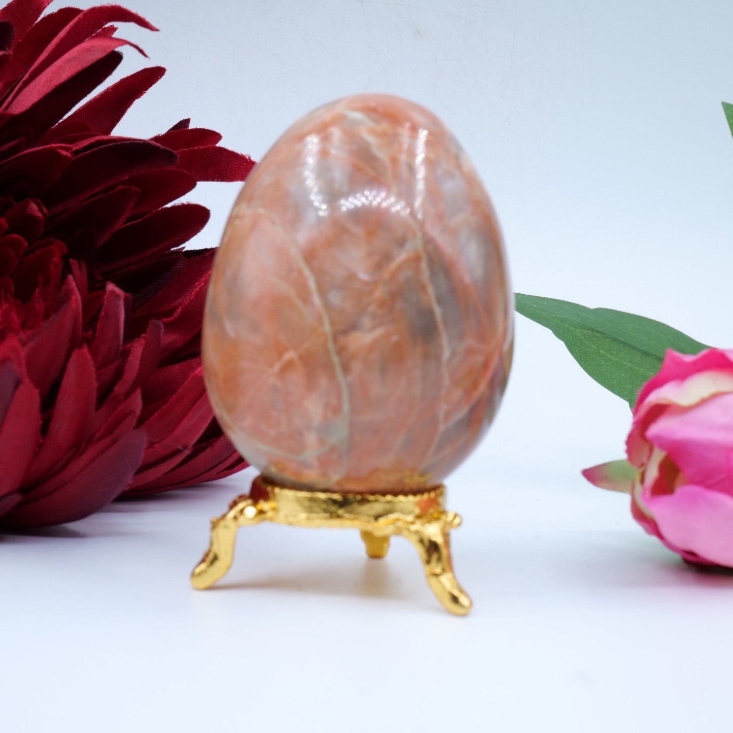 Peach Moonstone Egg — 211g (65×50mm) - Luna Panther