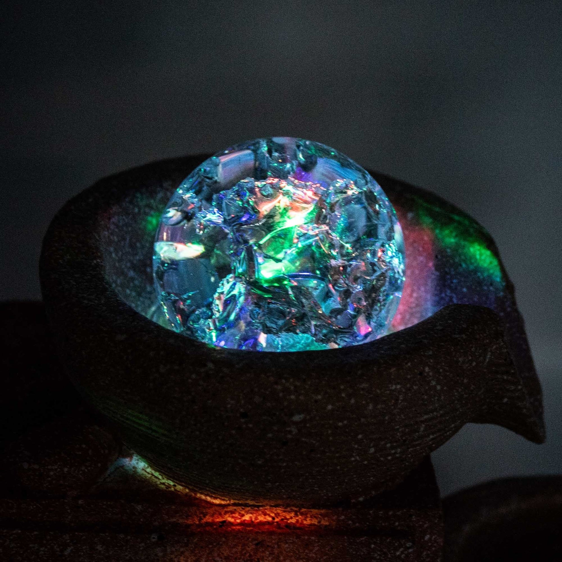 Pebble Wall Tabletop Water Feature with Crystal Ball - Luna Panther