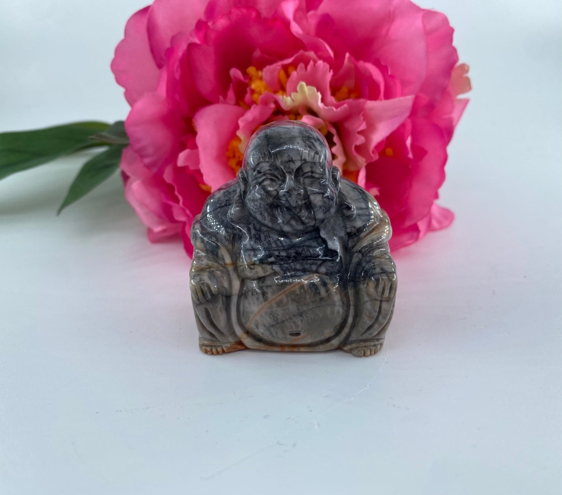 Polished Picasso Jasper Buddha featuring earthy patterns and matte-gloss finish - Luna Panther