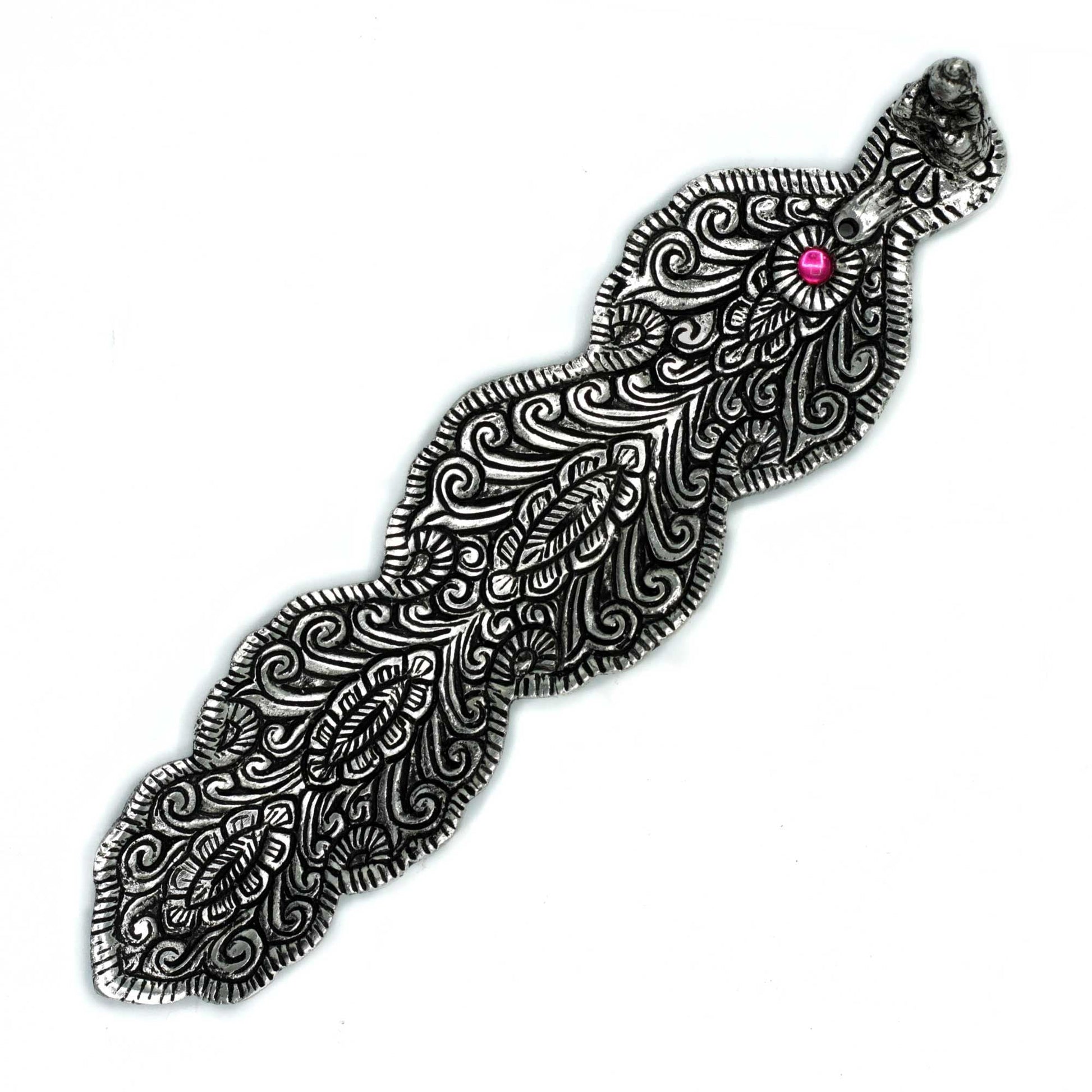 Polished Polished Aluminium Buddha Long Incense Holder 20cm featuring natural patterning and unique variations - Luna Panther
