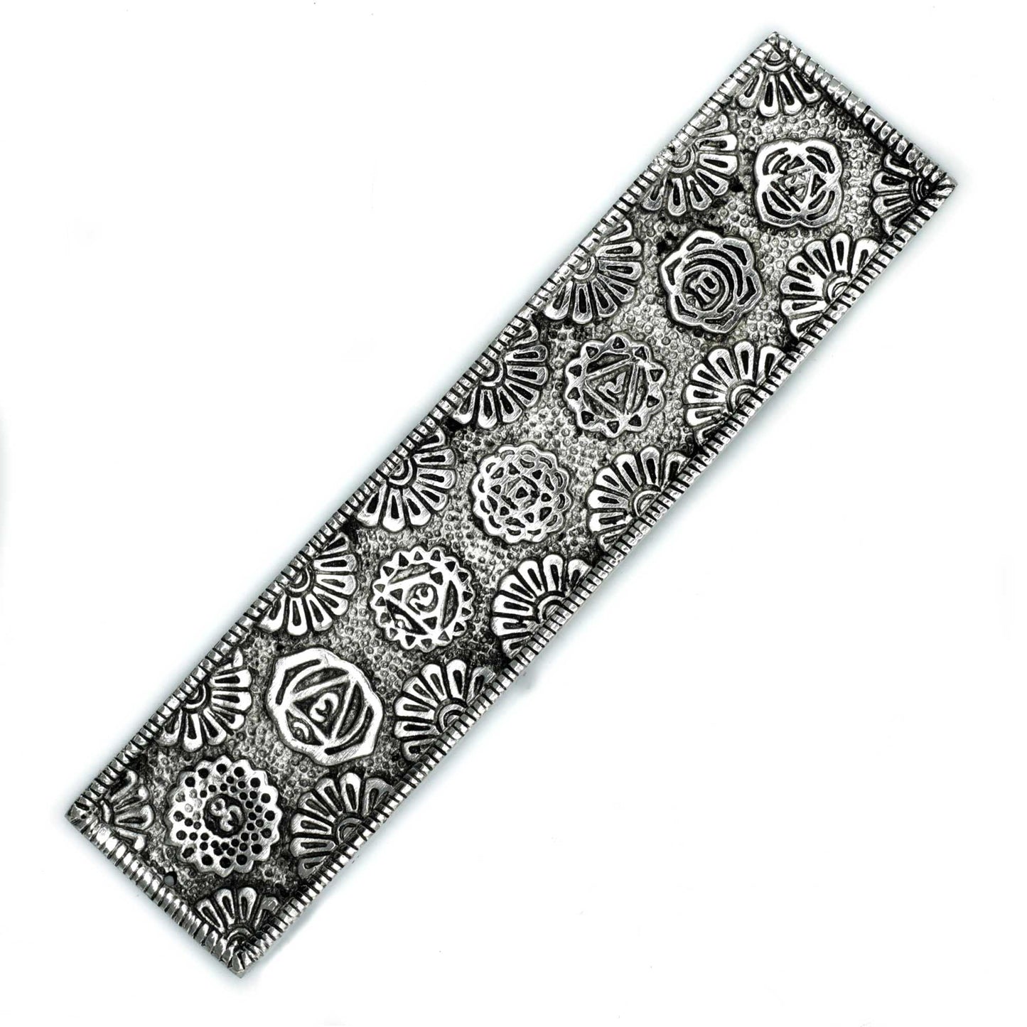 Polished Polished Aluminium Chakra Long Incense Holder 23cm featuring natural patterning and unique variations - Luna Panther