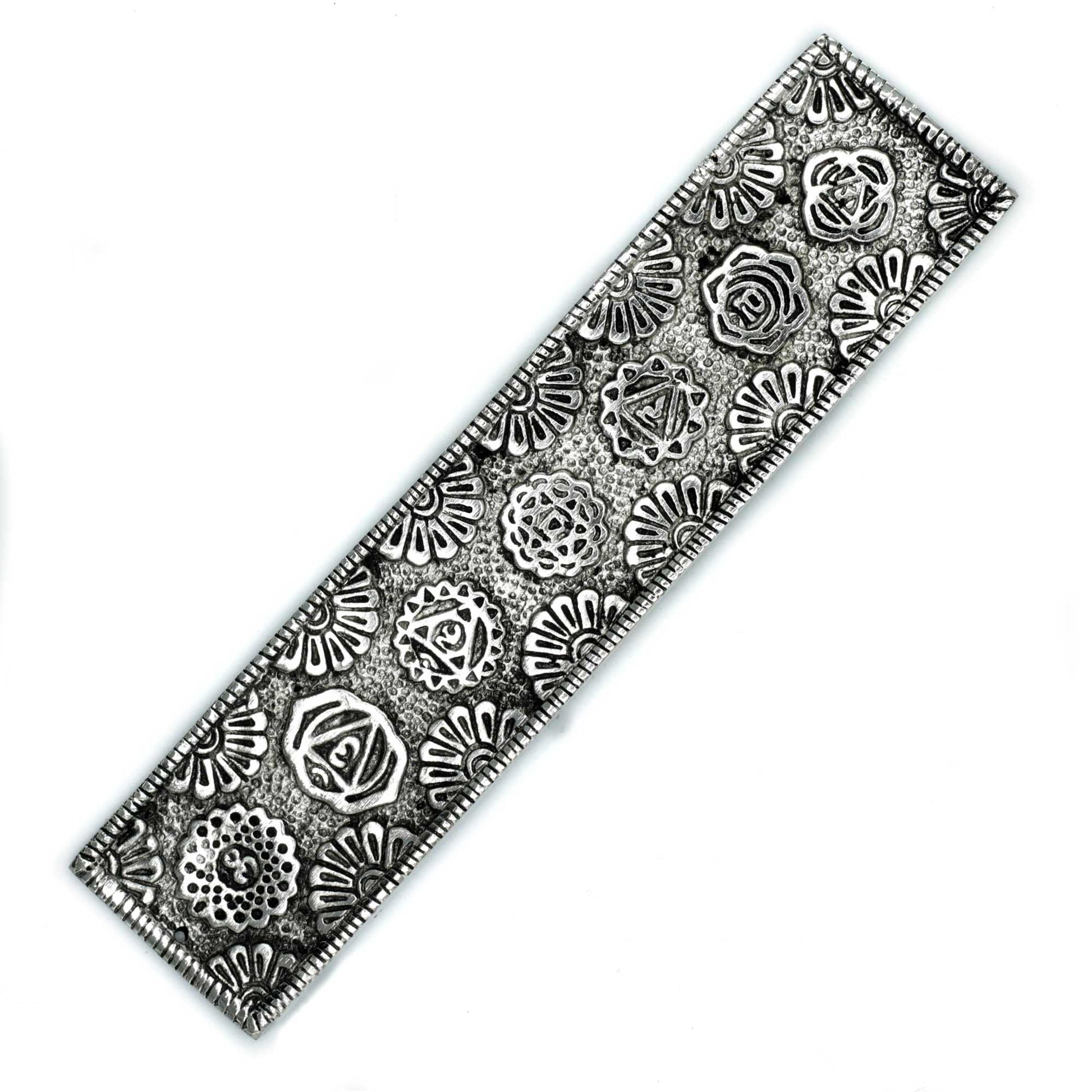 Polished Polished Aluminium Chakra Long Incense Holder 23cm featuring natural patterning and unique variations - Luna Panther
