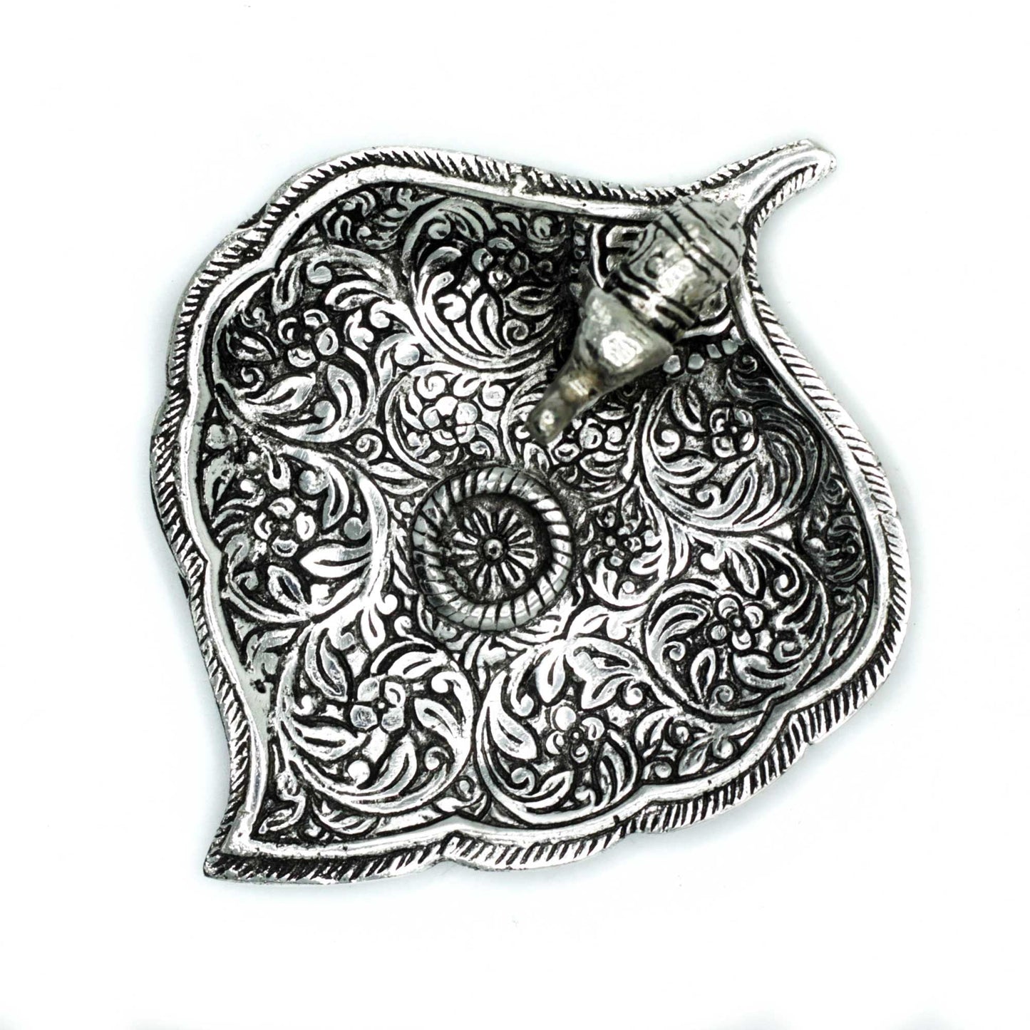 Polished Polished Aluminium Elephant Leaf Incense Holder 11cm featuring natural patterning and unique variations - Luna Panther