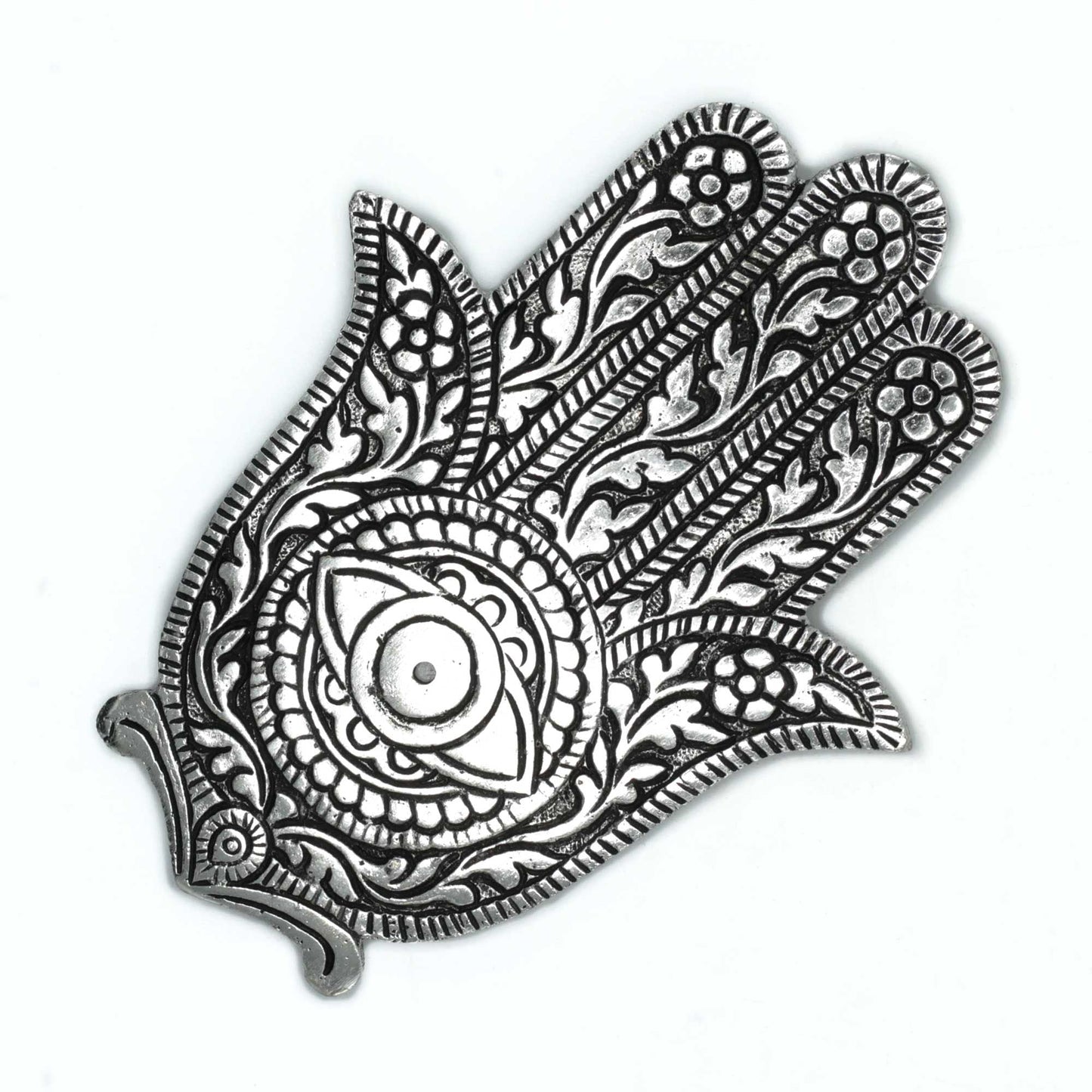 Polished Polished Aluminium Hamsa Incense Holder 14cm featuring natural patterning and unique variations - Luna Panther