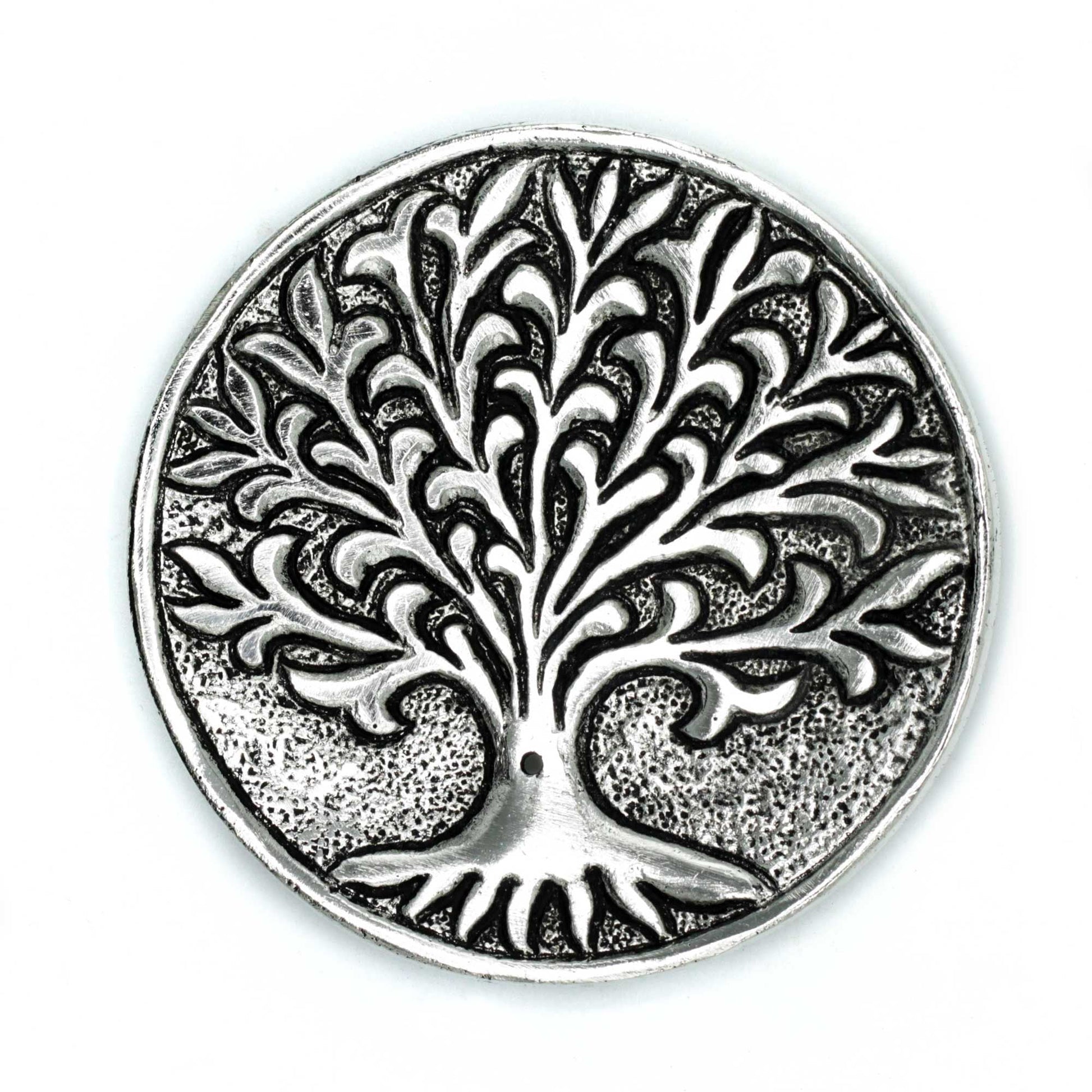 Polished Polished Aluminium Tree of Life Incense Holder 10cm featuring natural patterning and unique variations - Luna Panther