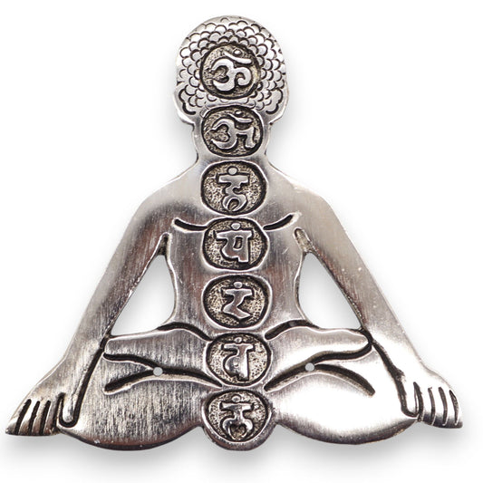 Polished Polished Aluminum Seven Chakra Yoga Incense Holder featuring natural patterning and unique variations - Luna Panther