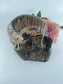Polished Polished Ammonite Opalised Nautilus Fossil Skull Carving featuring play-of-colour and luminous sheen - Luna Panther