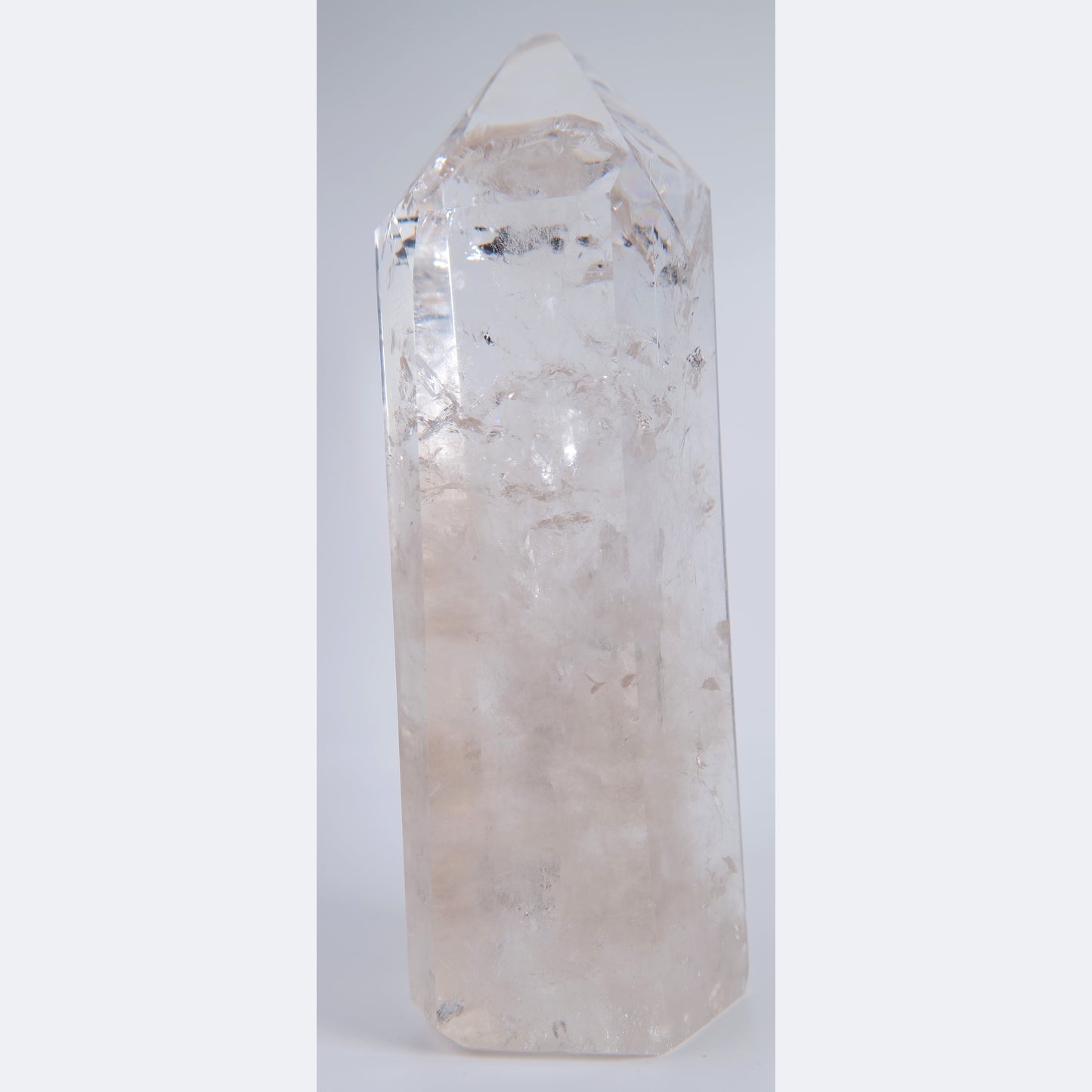 Polished clear quartz tower, 790g, 170 x 70 x 50mm