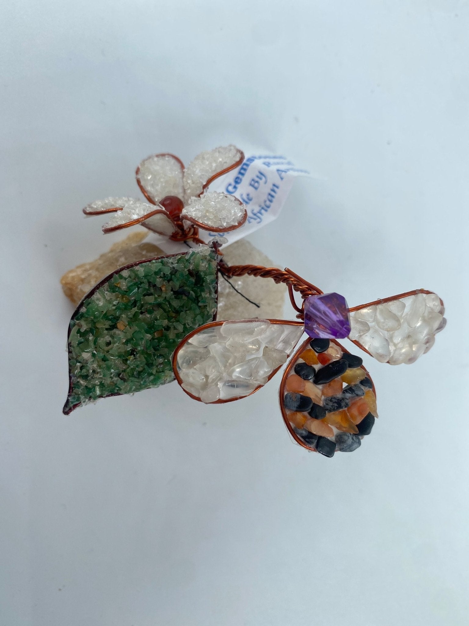 Polished Polished Gemstone Art Bee On Flower *** featuring natural patterning and unique variations - Luna Panther