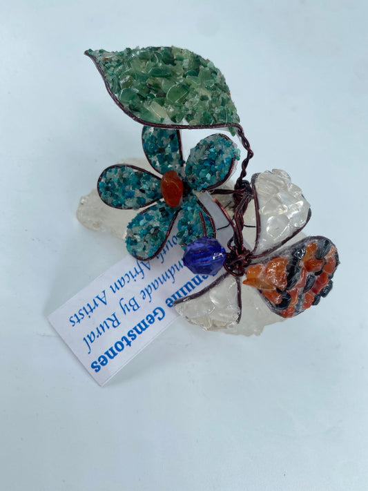 Polished Polished Gemstone Art Bee On Flower ** featuring natural patterning and unique variations - Luna Panther