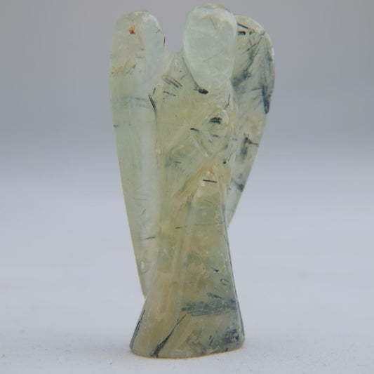 Polished Prehnite with Black Tourmaline Angel 28g 55mm - Luna Panther alternate view