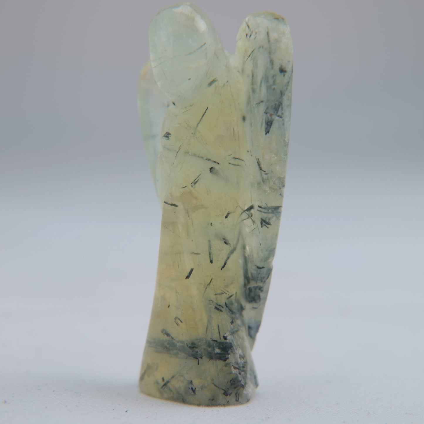 Polished Prehnite with Black Tourmaline Angel 28g 55mm - Luna Panther