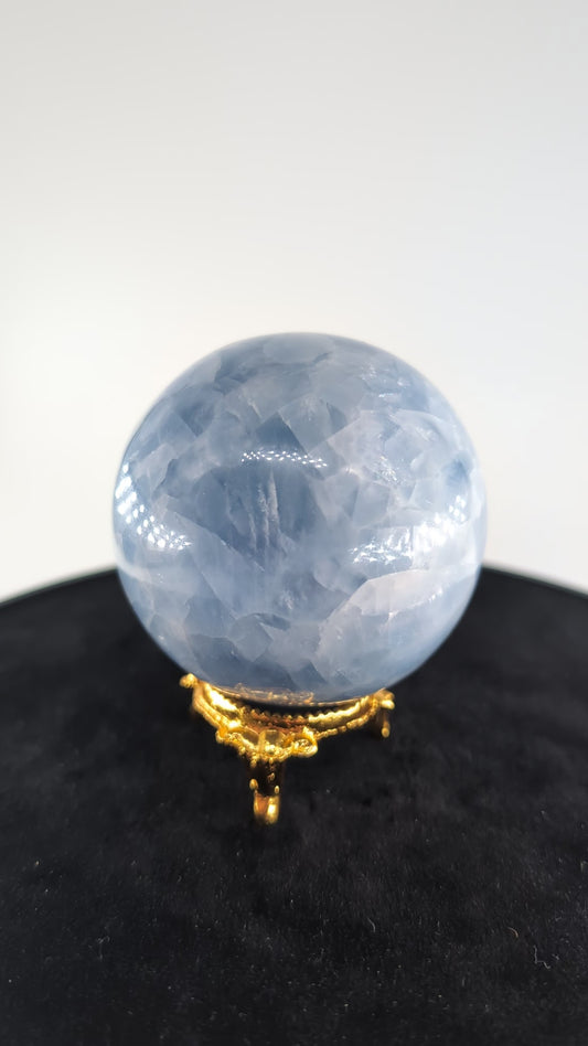 Natural Blue Calcite ( Sphere 382g alternate view