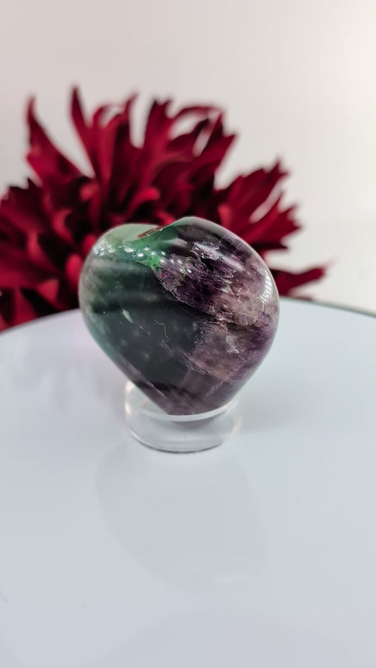 Rainbow Fluorite Heart Palmstone 60mm alternate view